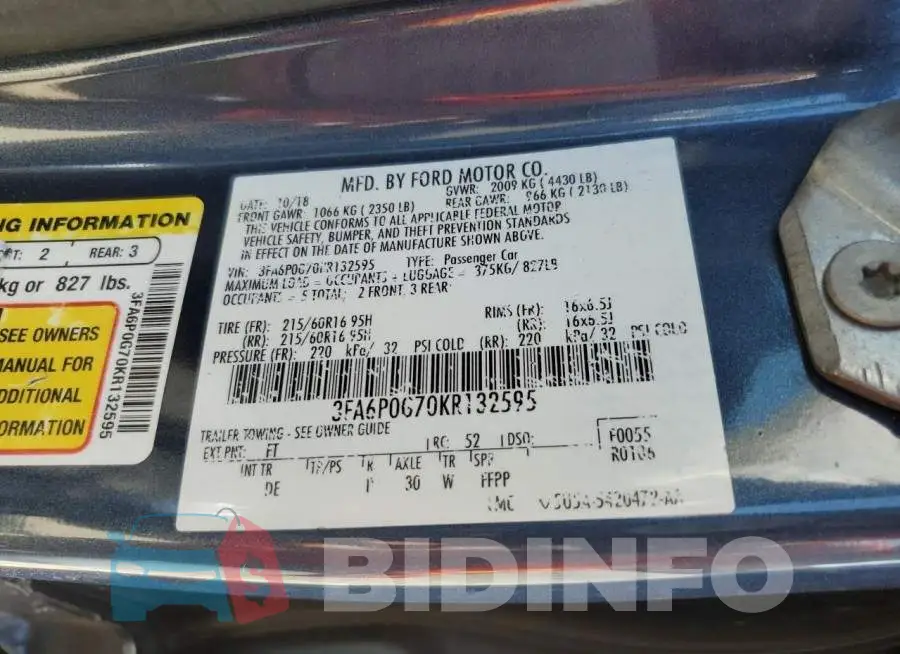 3FA6P0G70KR132595 Photo# 12