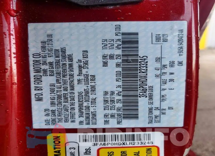 3FA6P0HDXLR233245 Photo# 12