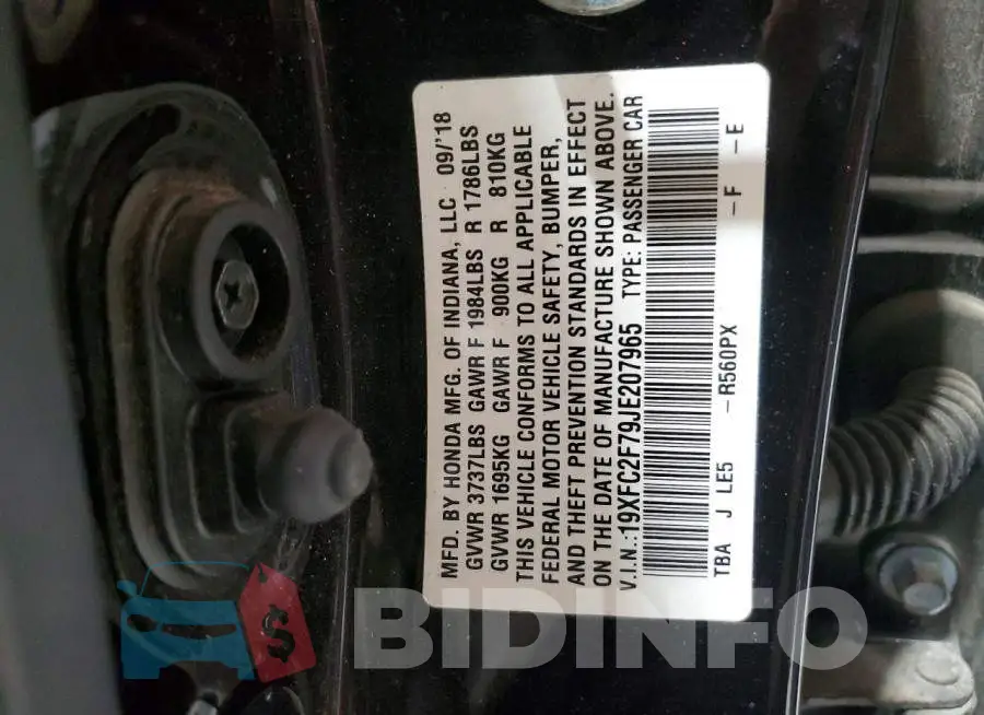 19XFC2F79JE207965 Photo# 12