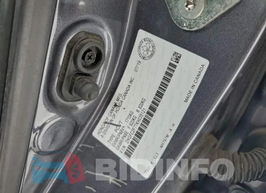 2HGFC2F77KH035121 Photo# 12
