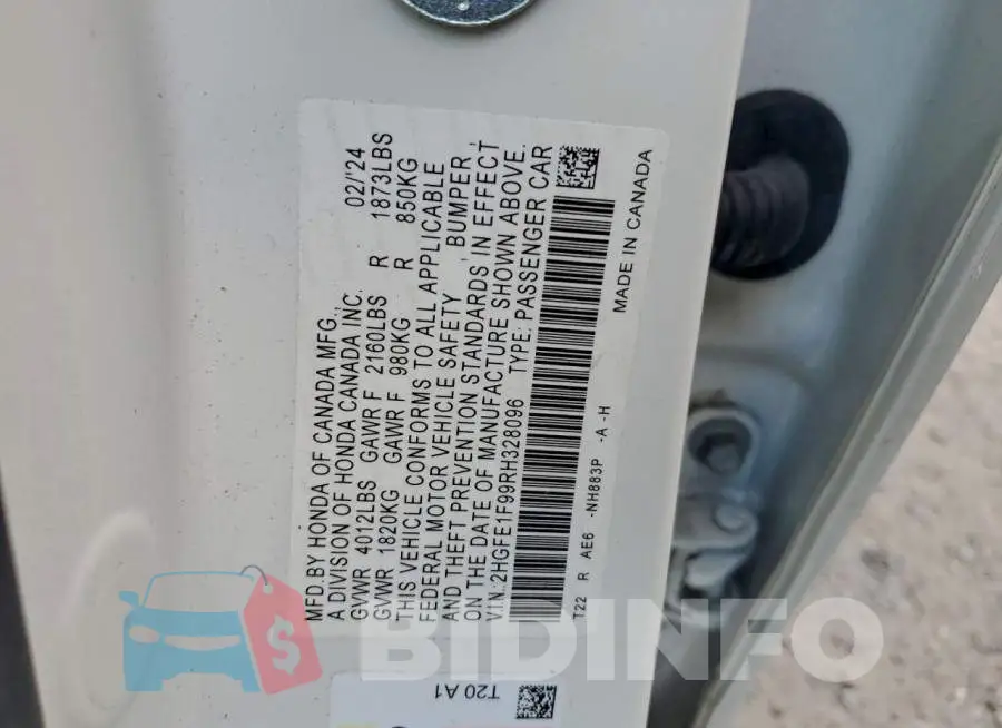 2HGFE1F99RH328096 Photo# 12