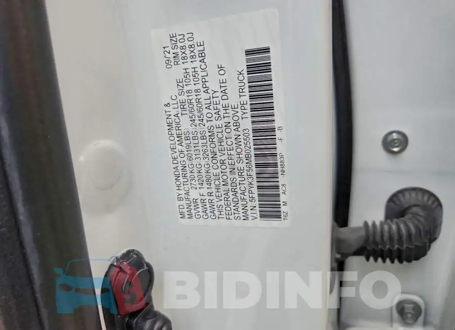 5FPYK3F56MB025503 Photo# 12