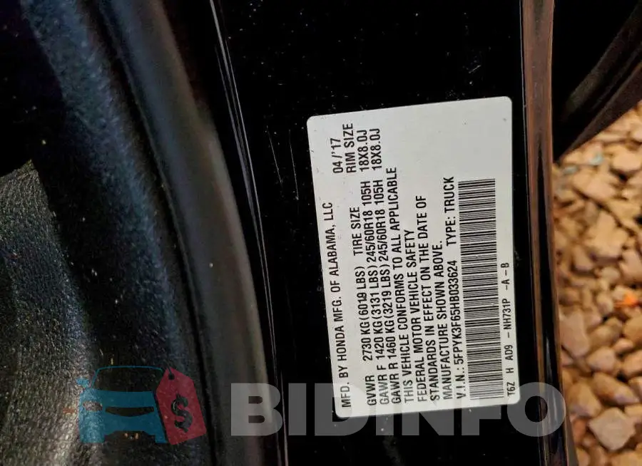 5FPYK3F65HB033624 Photo# 12