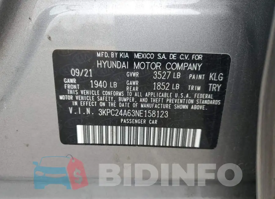 3KPC24A63NE158123 Photo# 12