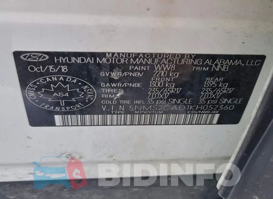5NMS2CAD1KH052360 Photo# 14