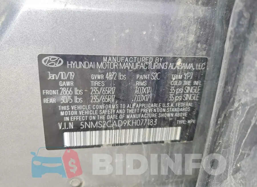 5NMS2CAD9KH077183 Photo# 13