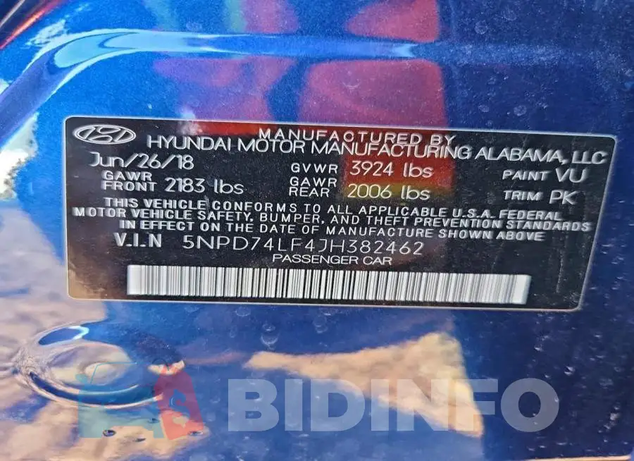 5NPD74LF4JH382462 Photo# 12