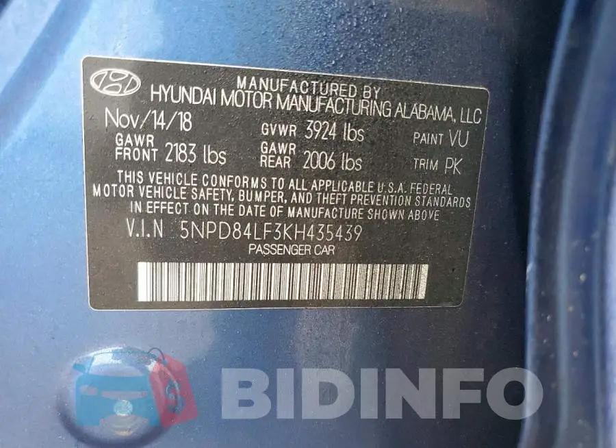 5NPD84LF3KH435439 Photo# 12