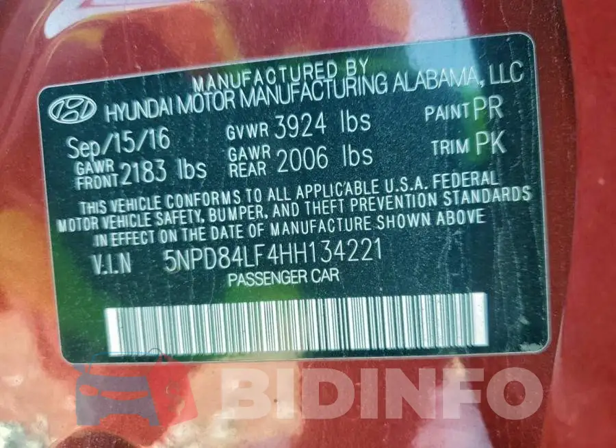 5NPD84LF4HH134221 Photo# 12