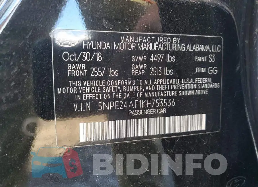5NPE24AF1KH753536 Photo# 12
