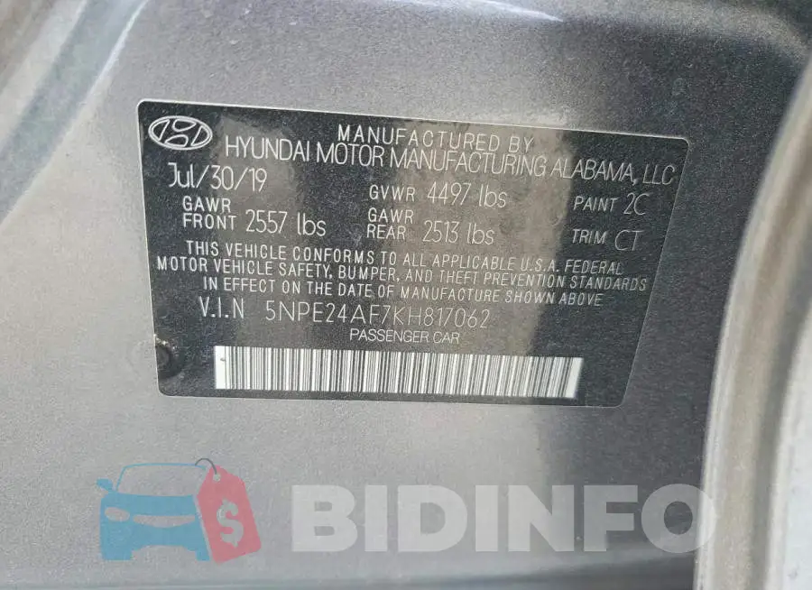 5NPE24AF7KH817062 Photo# 12