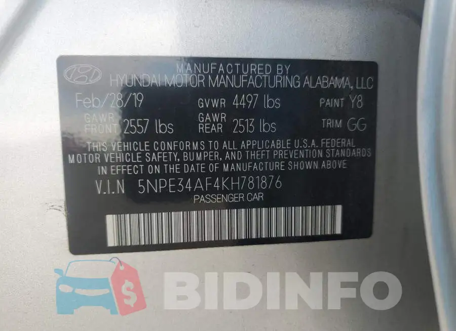5NPE34AF4KH781876 Photo# 13