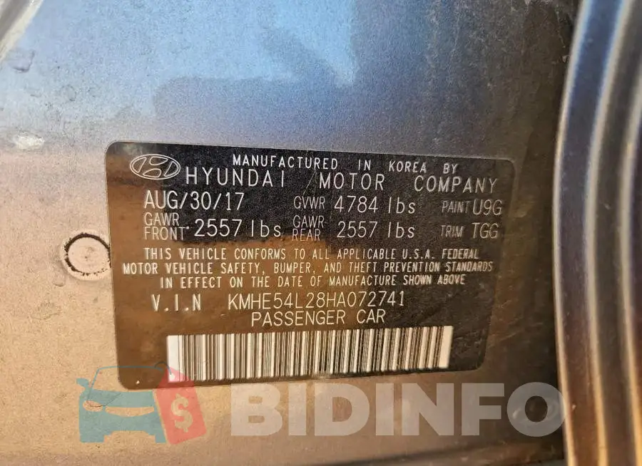 KMHE54L28HA072741 Photo# 12