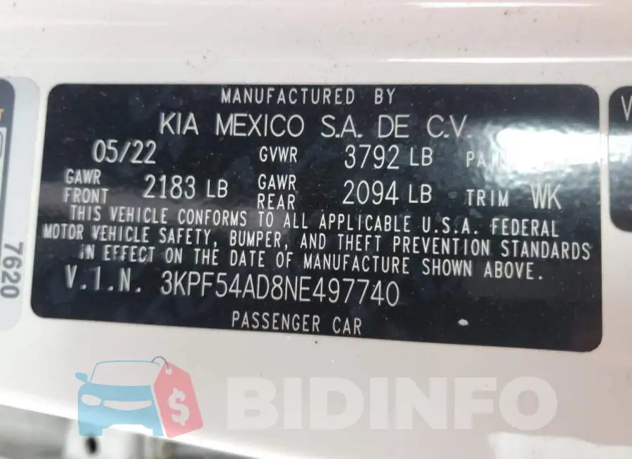 3KPF54AD8NE497740 Photo# 13