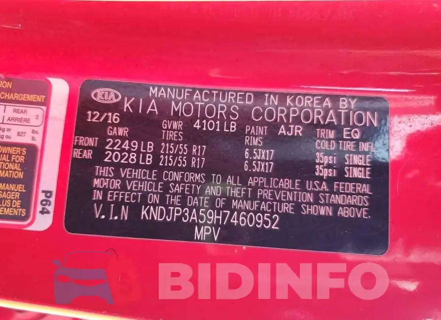 KNDJP3A59H7460952 Photo# 13