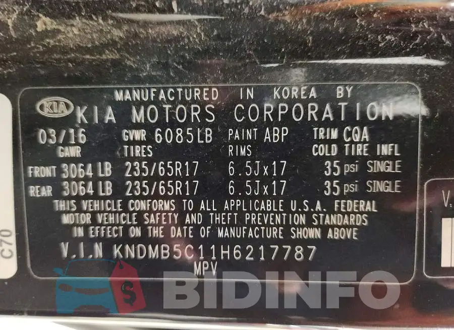 KNDMB5C11H6217787 Photo# 10