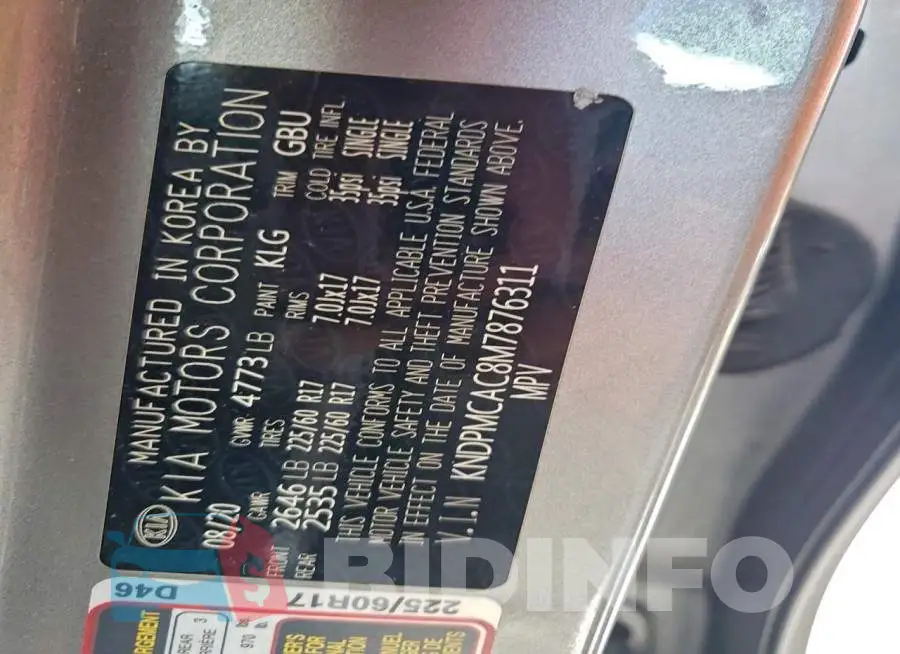 KNDPMCAC8M7876311 Photo# 14