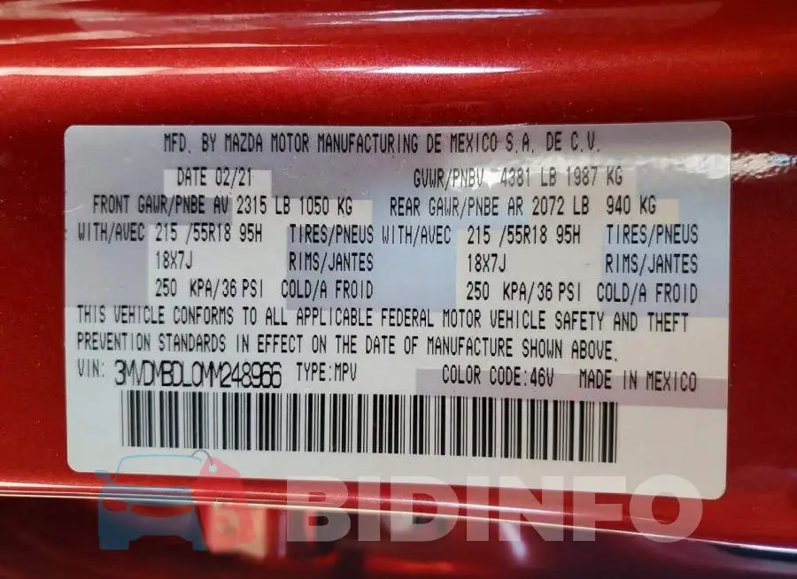 3MVDMBDL0MM248966 Photo# 13