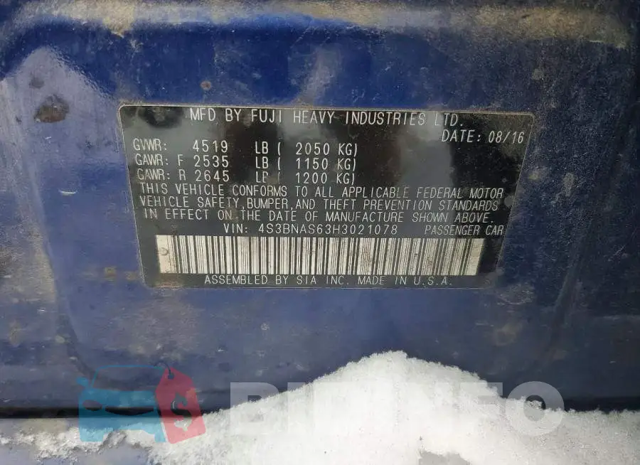 4S3BNAS63H3021078 Photo# 13
