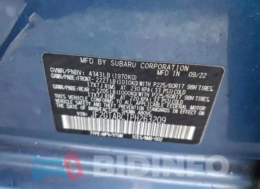 JF2GTABC1PH263209 Photo# 12