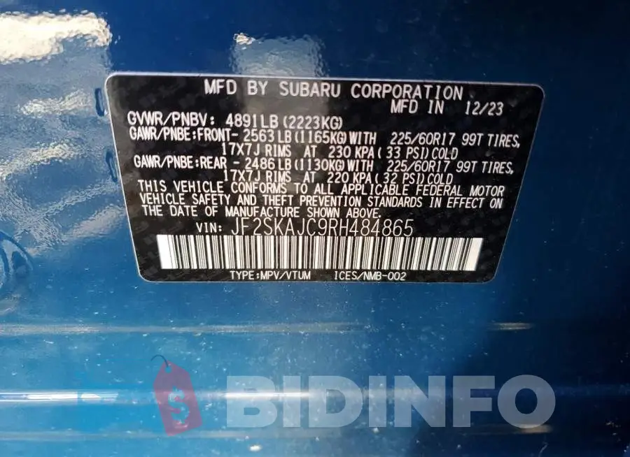 JF2SKAJC9RH484865 Photo# 14