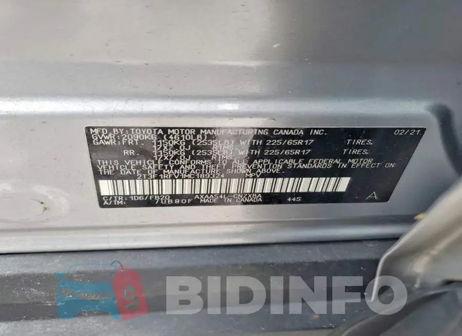 2T3F1RFV1MC189324 Photo# 14