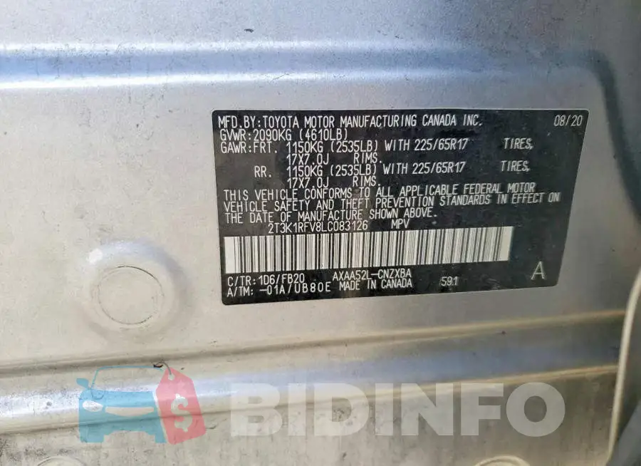 2T3K1RFV8LC083126 Photo# 14