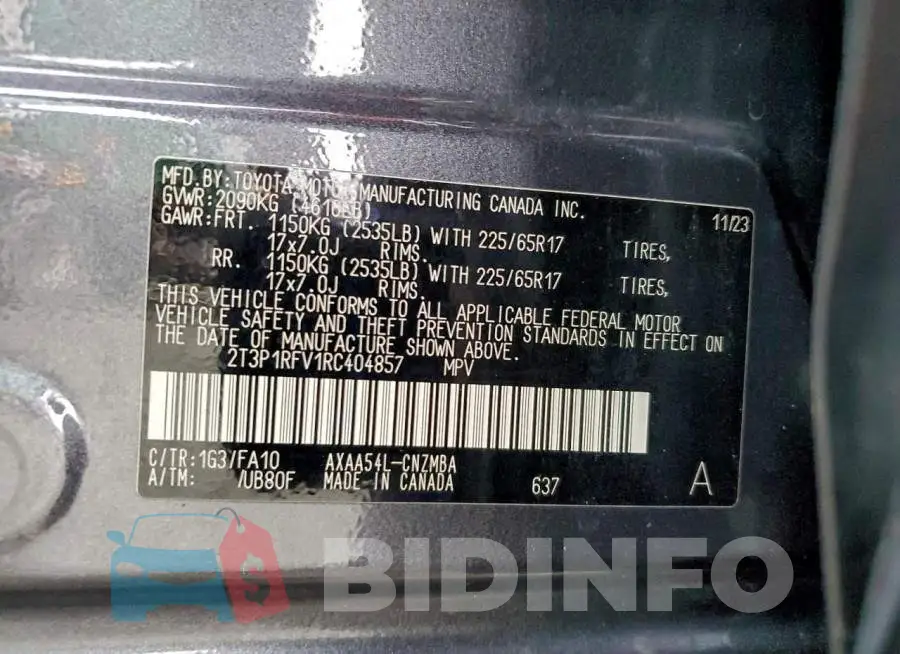 2T3P1RFV1RC404857 Photo# 13