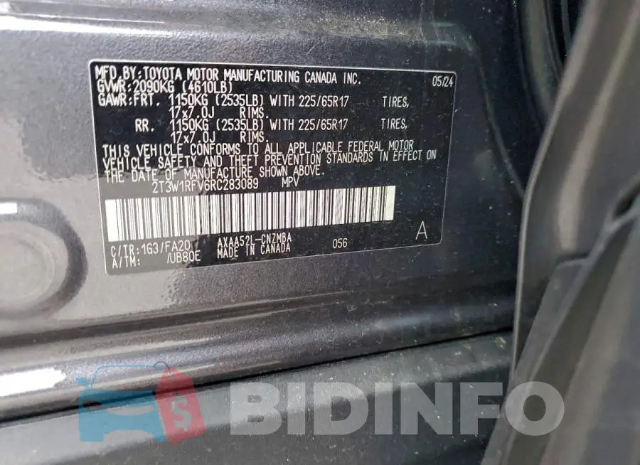 2T3W1RFV6RC283089 Photo# 13