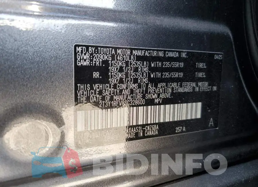 2T3Y1RFV8SC328600 Photo# 13