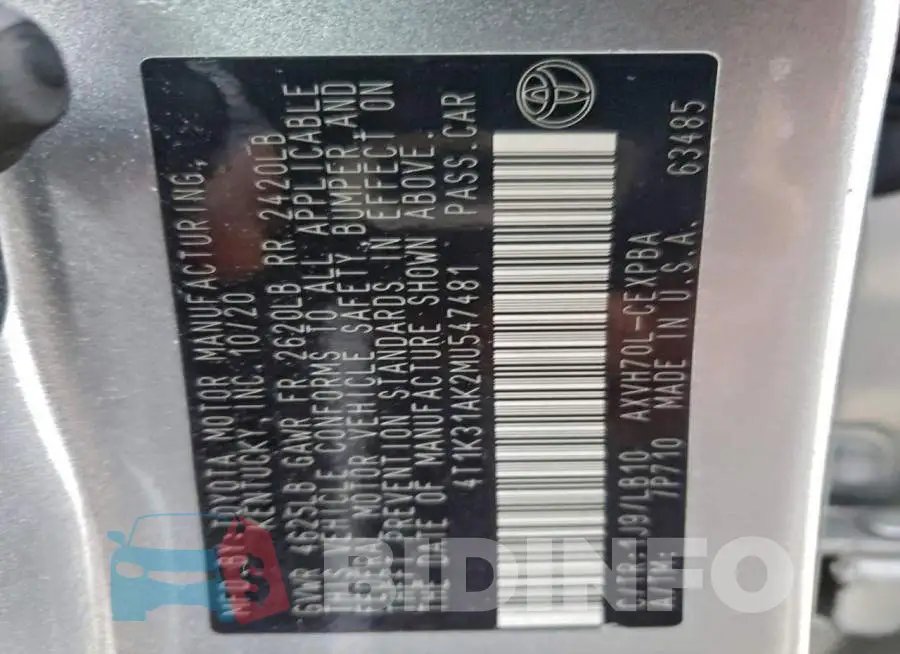 4T1K31AK2MU547481 Photo# 12
