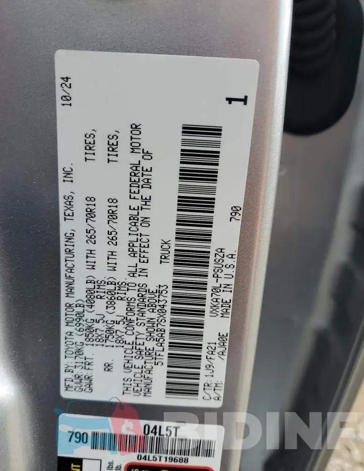 5TFLA5AB7SX043753 Photo# 12