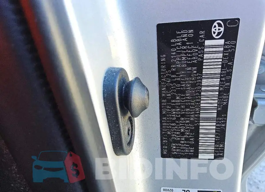 5YFB4MDE8SP303997 Photo# 12
