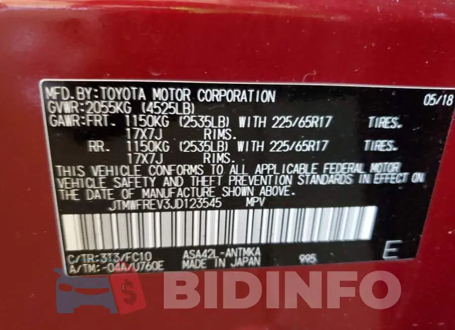 JTMWFREV3JD123545 Photo# 14