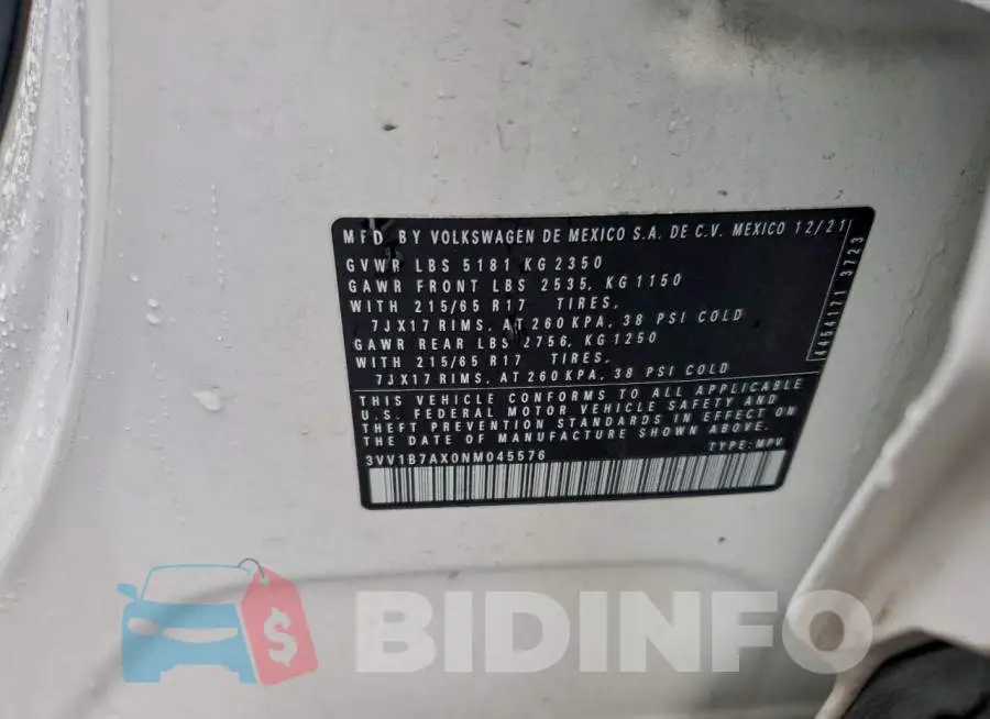 3VV1B7AX0NM045576 Photo# 13