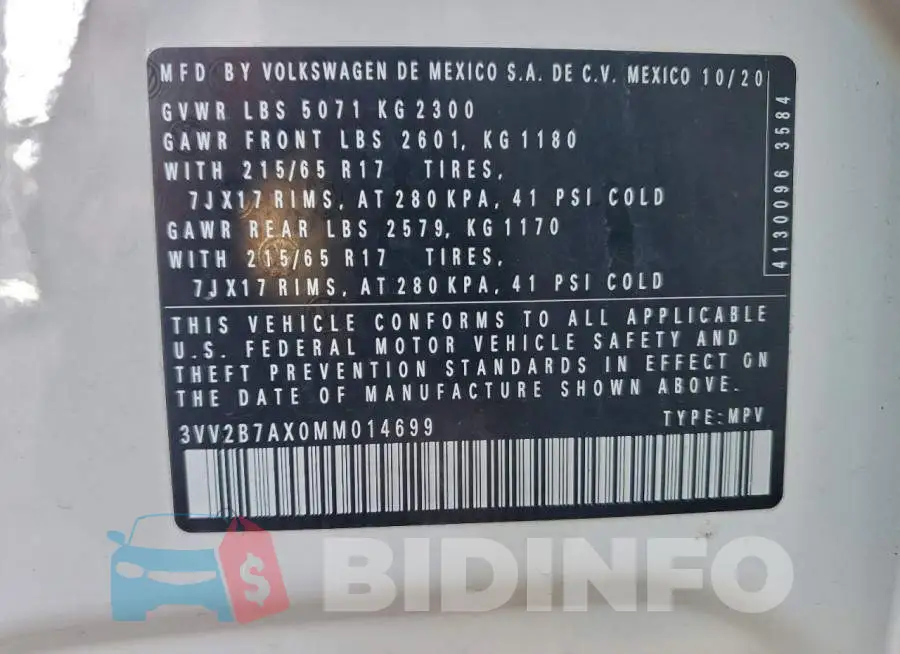 3VV2B7AX0MM014699 Photo# 14