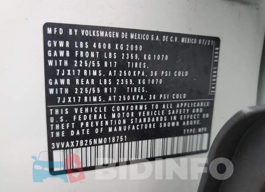 3VVAX7B25NM018751 Photo# 13