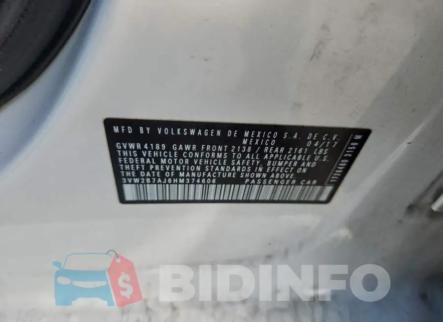 3VW2B7AJ6HM374606 Photo# 13