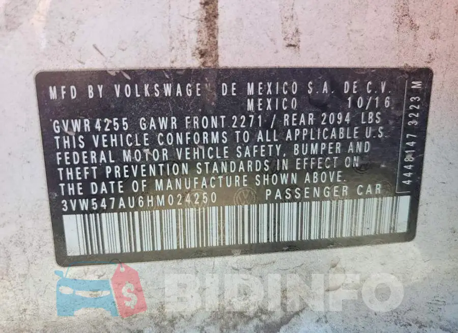 3VW547AU6HM024250 Photo# 13