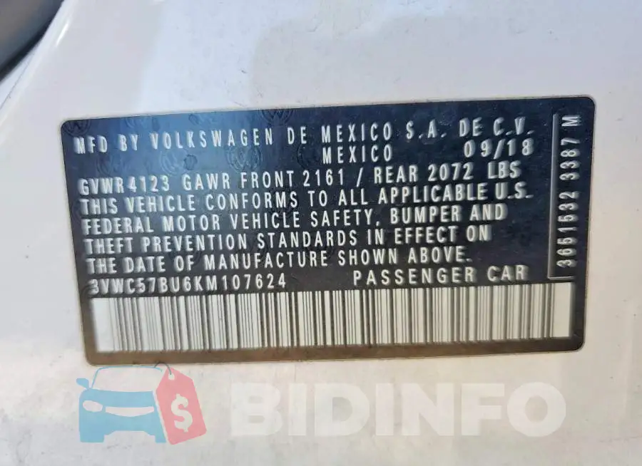 3VWC57BU6KM107624 Photo# 13