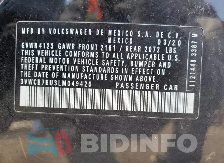 3VWCB7BU3LM049420 Photo# 12