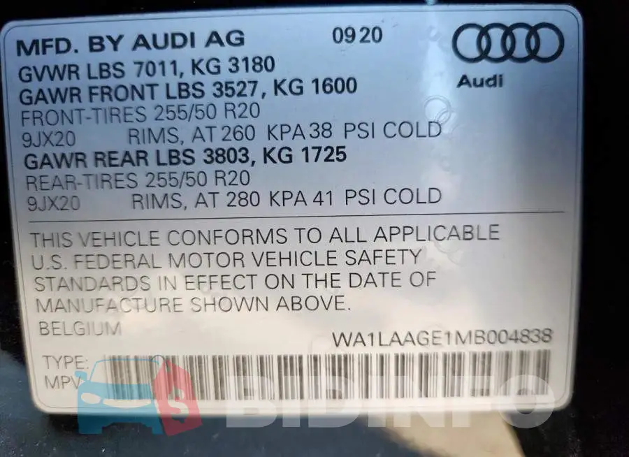 WA1LAAGE1MB004838 Photo# 13
