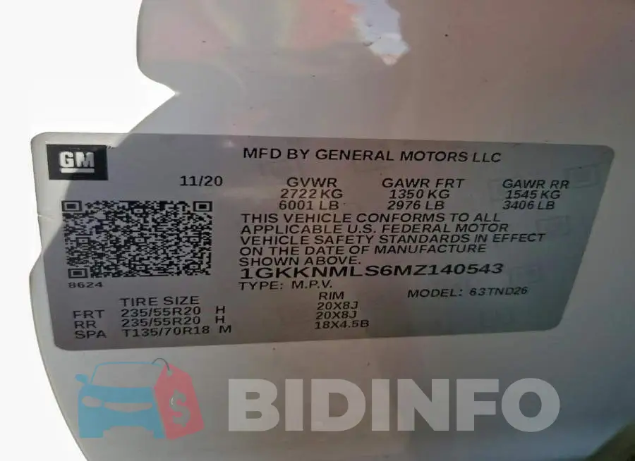 1GKKNMLS6MZ140543 Photo# 13