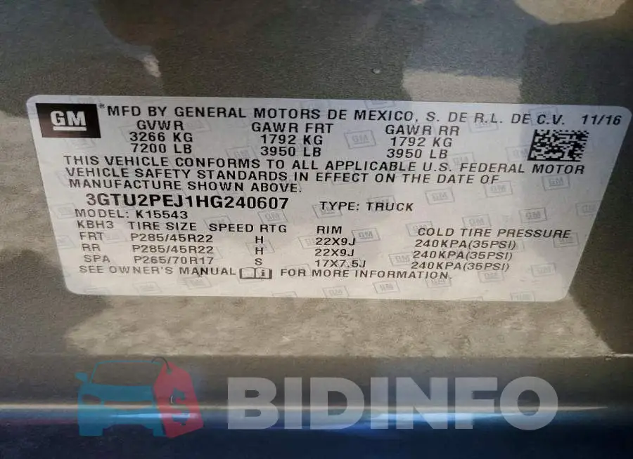 3GTU2PEJ1HG240607 Photo# 12
