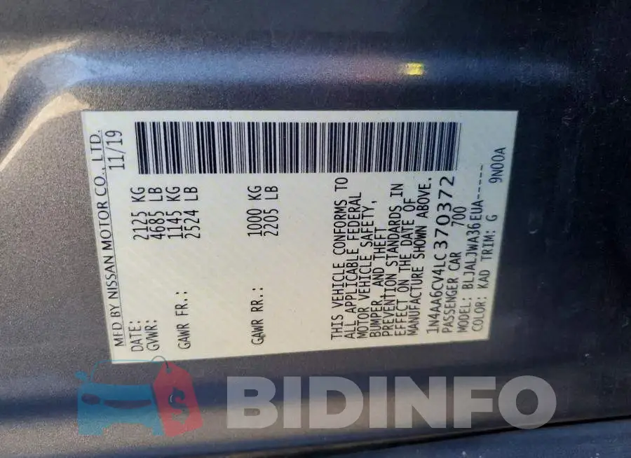 1N4AA6CV4LC370372 Photo# 10