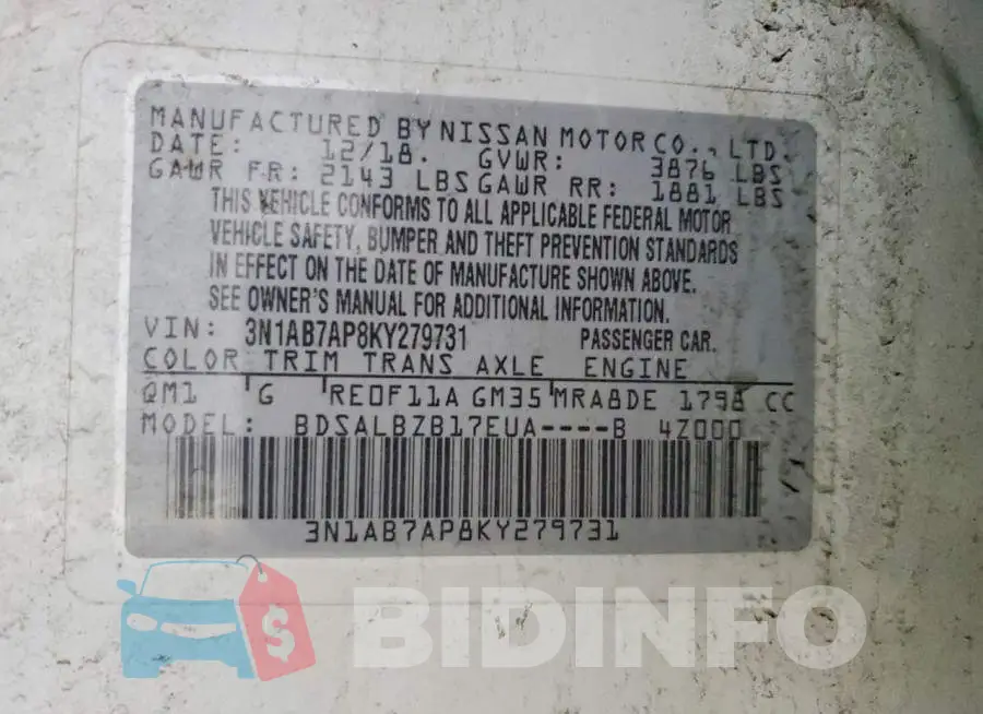 3N1AB7AP8KY279731 Photo# 12