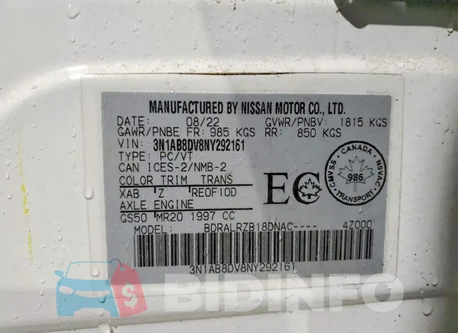 3N1AB8DV8NY292161 Photo# 12