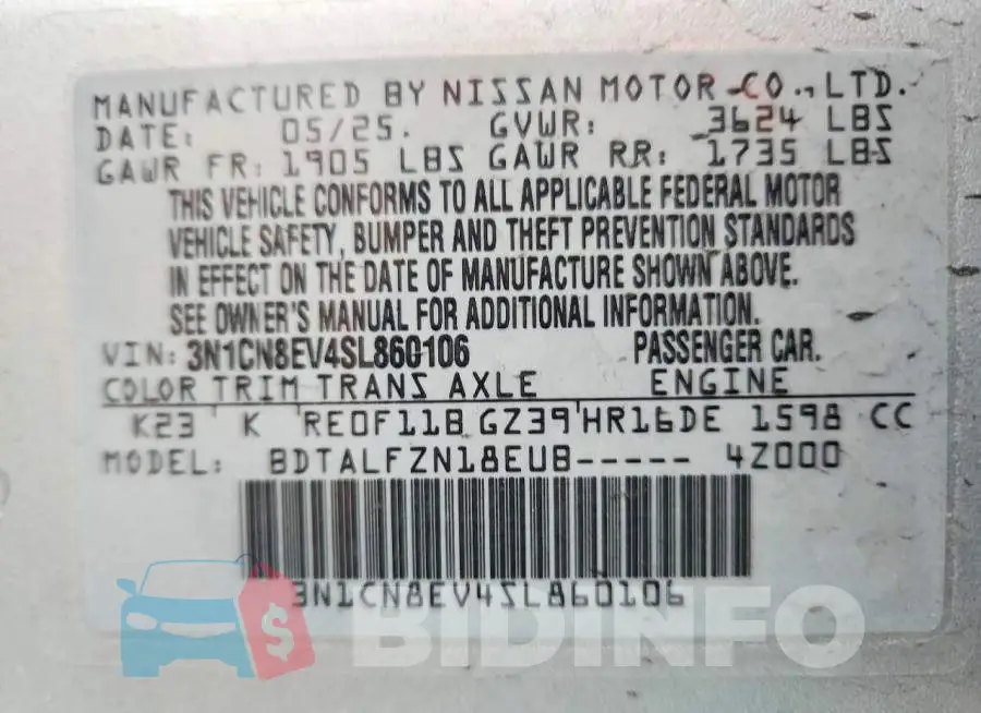 3N1CN8EV4SL860106 Photo# 12