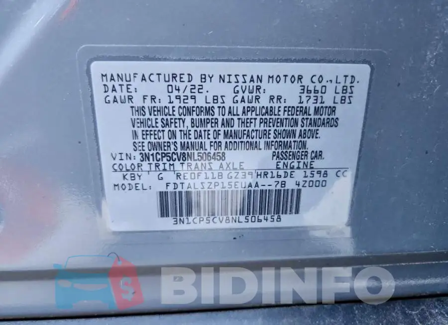 3N1CP5CV8NL506458 Photo# 14