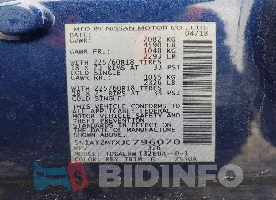 5N1AT2MTXJC796070 Photo# 14